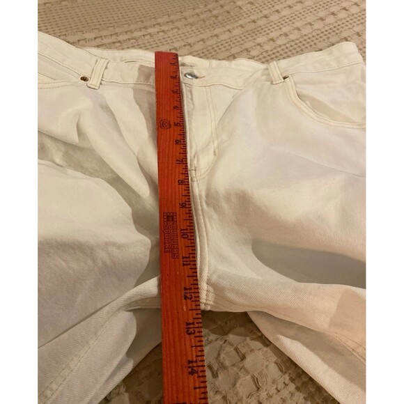 H&M Capri Cropped Pants Womens Sz 18 White Denim Fringed Wide Leg Casual Boho - Picture 7 of 12